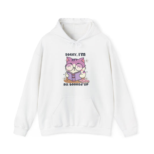 Sorry, I'm All Booked Up" Cute Cat Hoodie