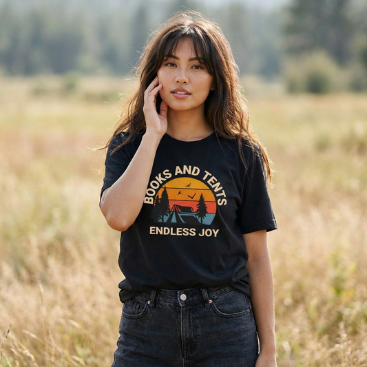 Books, Tents, Endless Joy Camping Tee