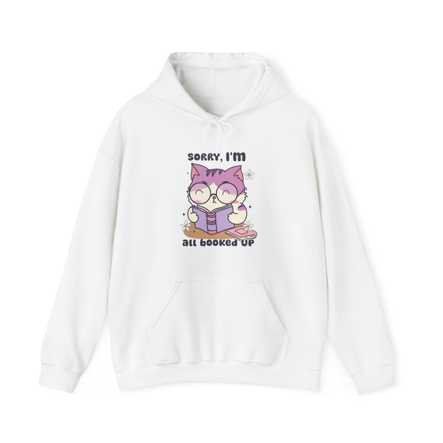 Sorry, I'm All Booked Up" Cute Cat Hoodie