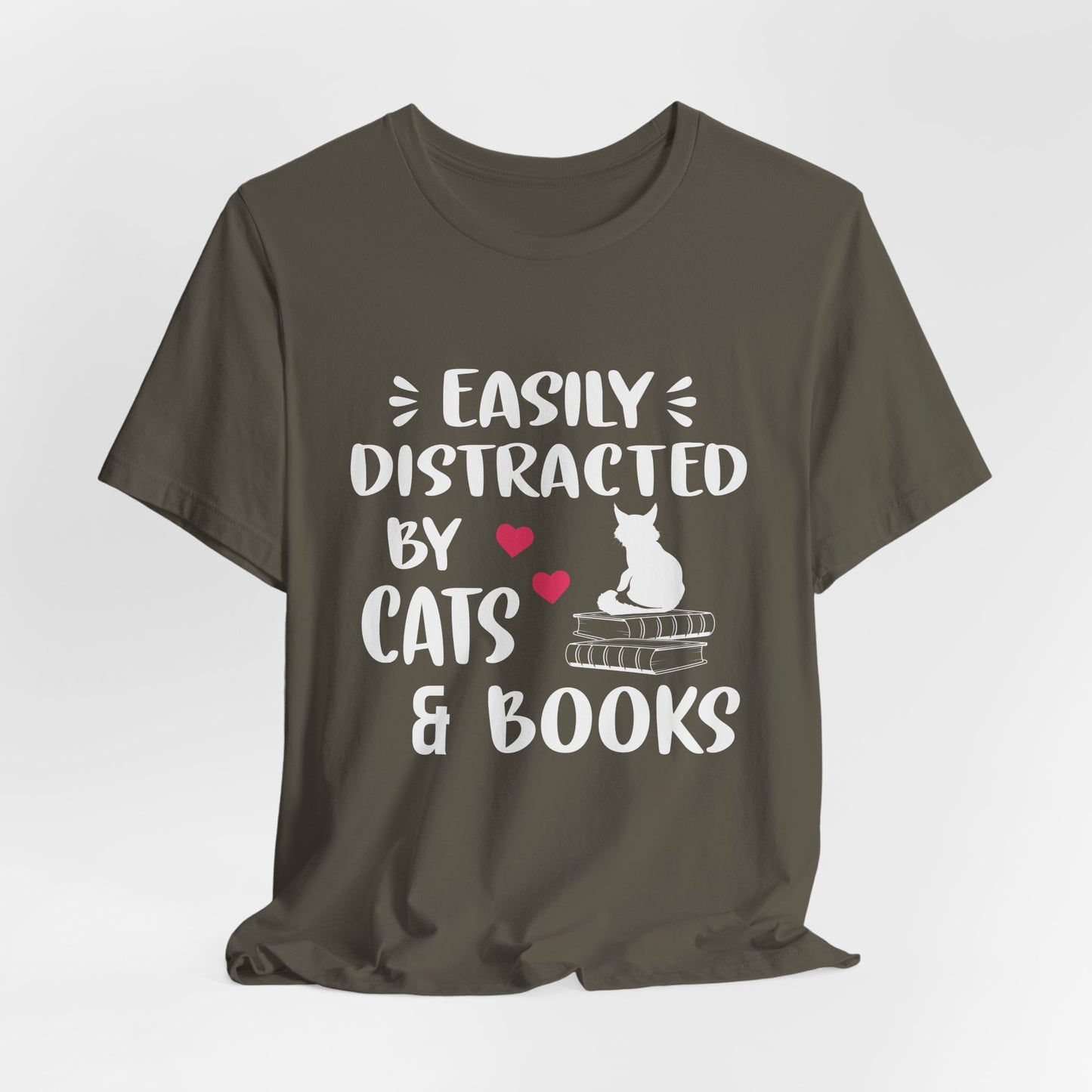 Easily Distracted by Cats & Books T‑Shirt