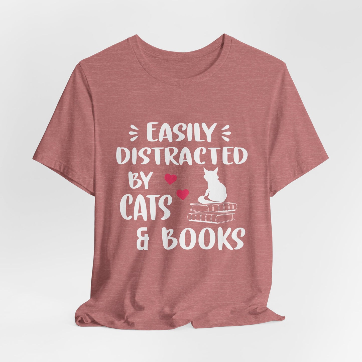 Easily Distracted by Cats & Books T‑Shirt