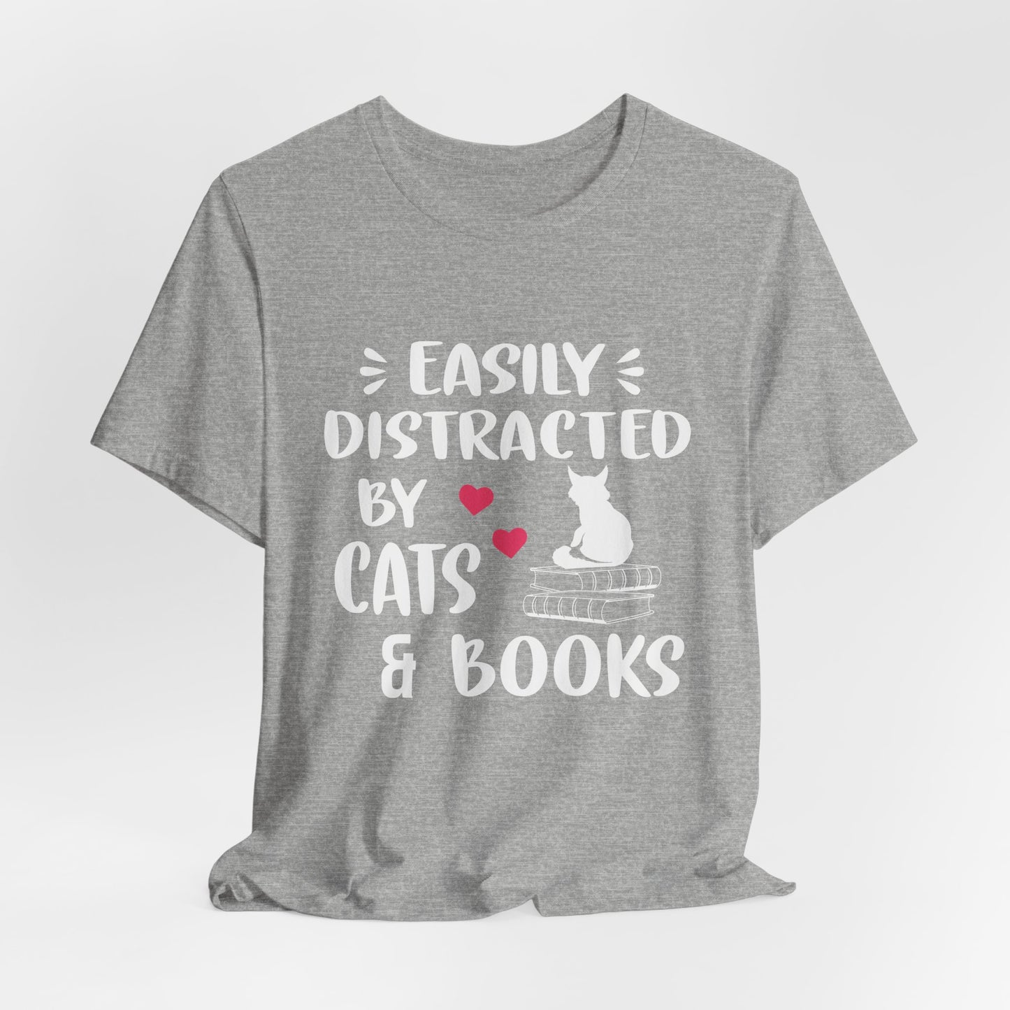 Easily Distracted by Cats & Books T‑Shirt