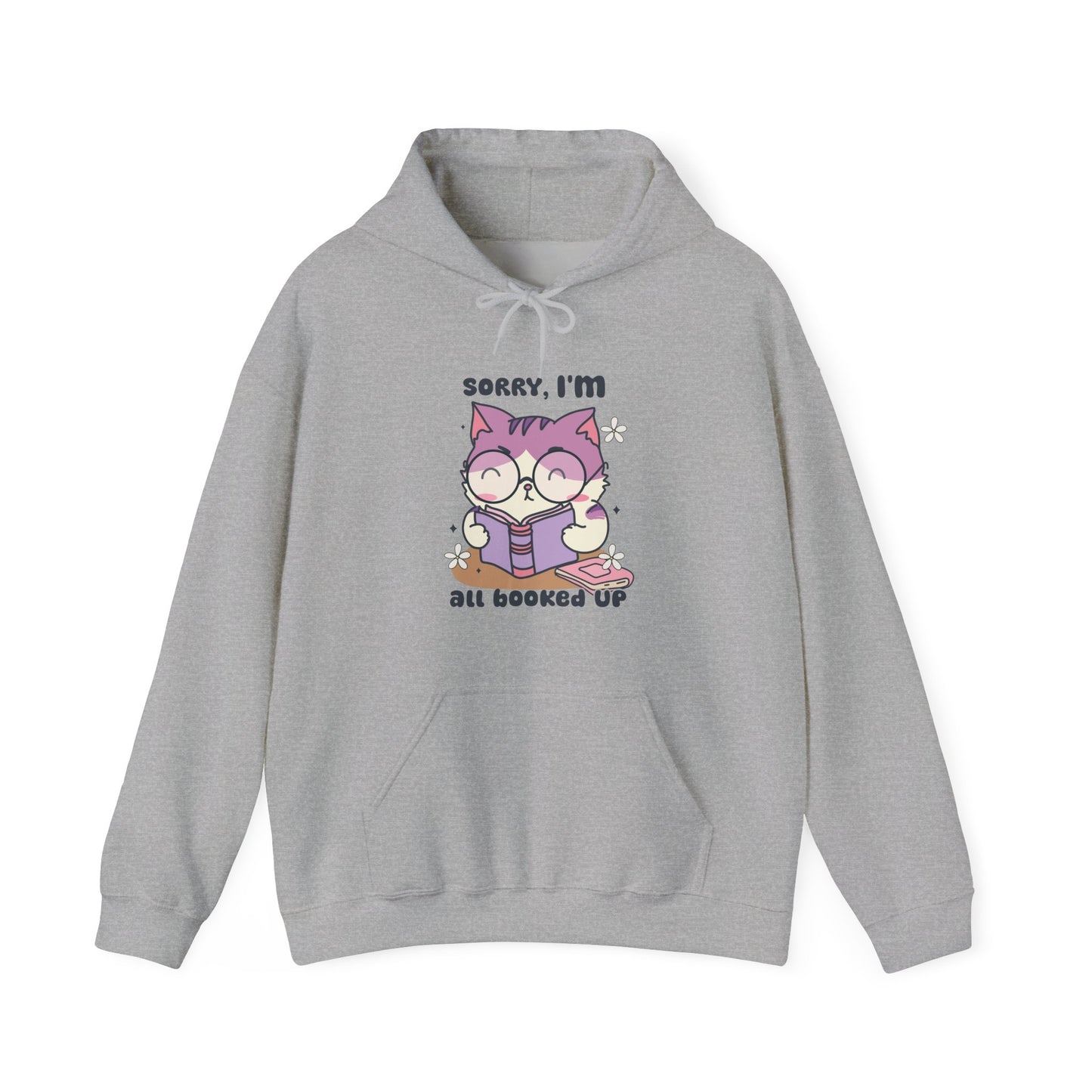 Sorry, I'm All Booked Up" Cute Cat Hoodie