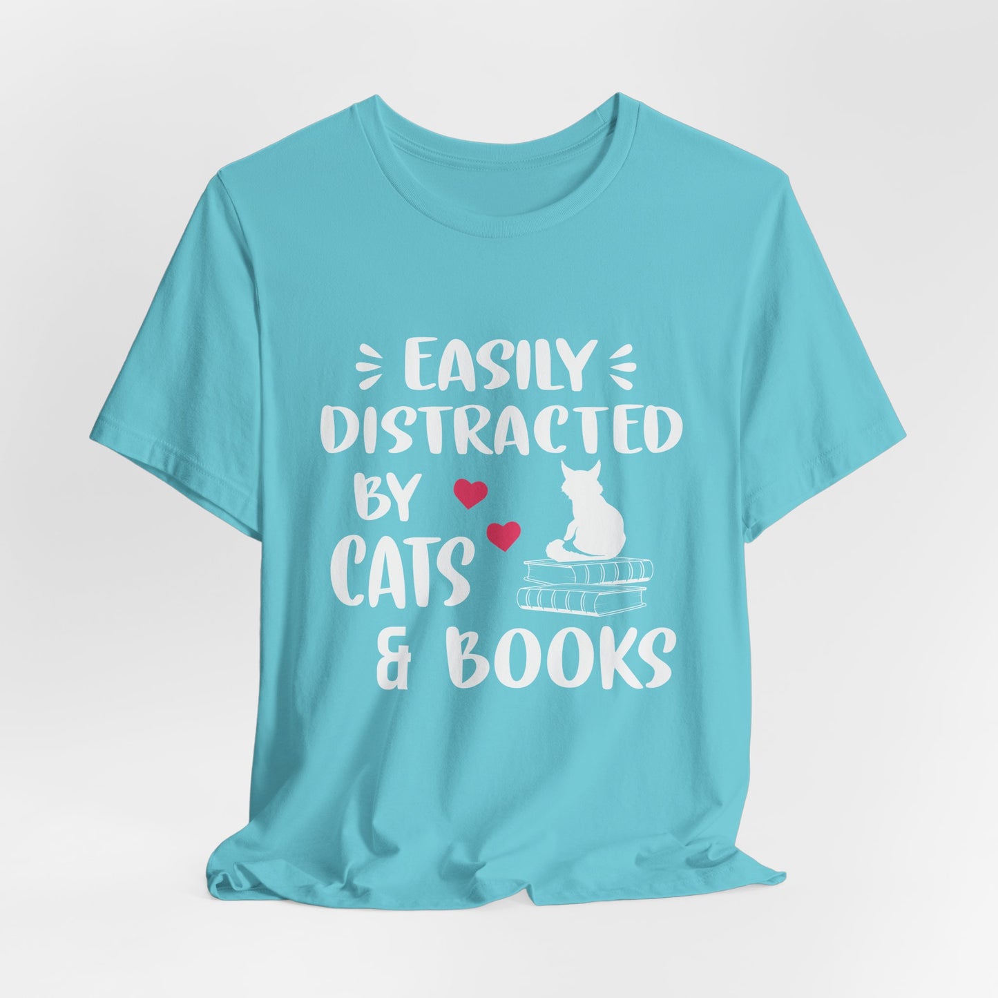 Easily Distracted by Cats & Books T‑Shirt