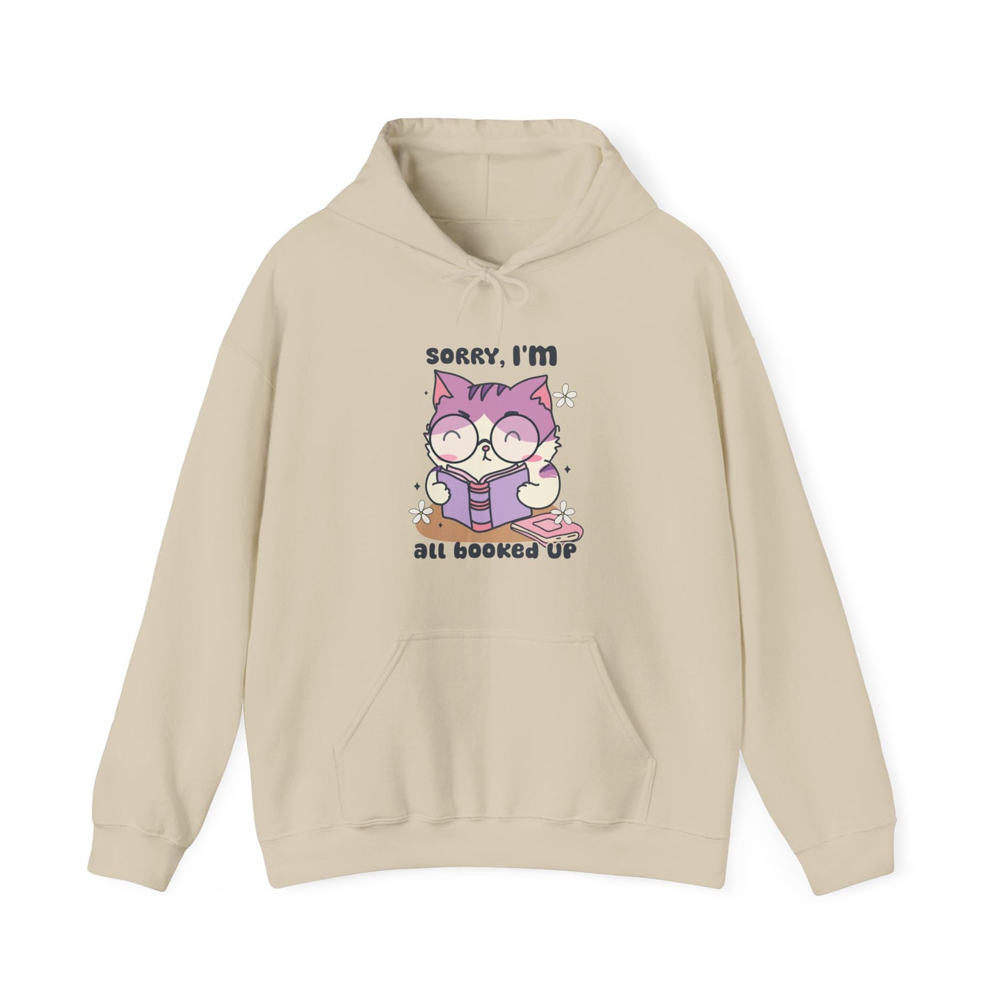 Sorry, I'm All Booked Up" Cute Cat Hoodie