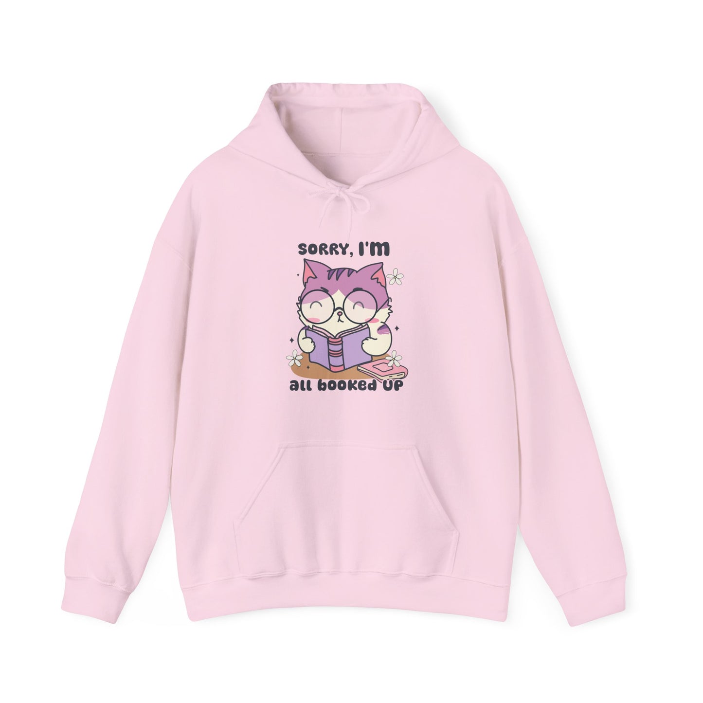 Sorry, I'm All Booked Up" Cute Cat Hoodie